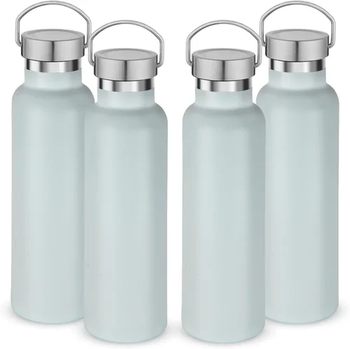 Miniatura 11 de Neihepal Paquete de 4 botellas de agua aisladas de 20 onzas, botella deportiva de doble pared de acero inoxidable con tapa de asa, termo Bubble gum