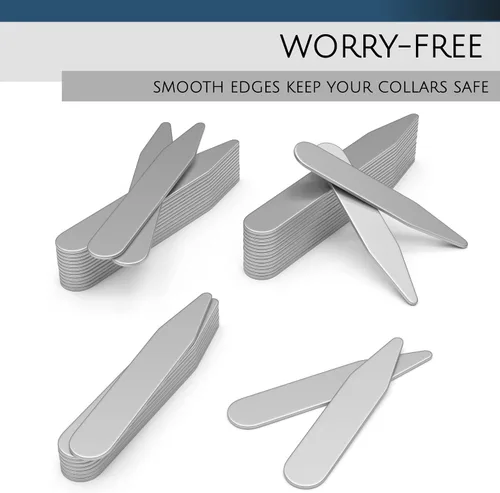 Miniatura 3 de 56 Collar Stays for Mens Dress Shirts - Premium Dress Shirt Collar Inserts 4 Sizes - Metal Collar Stays for Men by Moulet