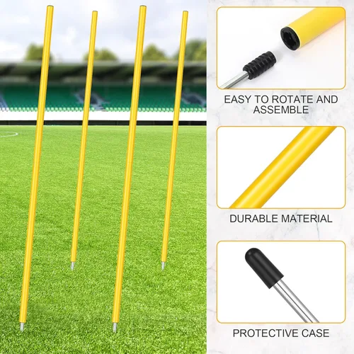 Miniatura 3 de Blulu Bastones de agilidad de entrenamiento de 5 pies Forza Slalom ajustables para entrenamiento de fútbol, palos de fútbol, equipo de agilidad