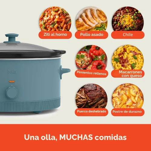 Miniatura 5 de bella Olla de cocción lenta manual de 6.0 cuartos de galón, revestimiento antiadherente de cerámica, 3 ajustes de temperatura, olla de gres apta
