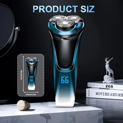 Miniatura 6 de Snapbuy - Maquinilla de afeitar eléctrica para hombres, Snapbuy Pro of Father, afeitadora giratoria de cabeza flotante 4D, afeitadora eléctrica C