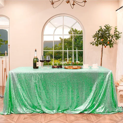 Miniatura 27 de Manteles redondos de lentejuelas negros para fiestas, de 121,9 cm, mantel redondo de purpurina ajustado, pequeño, lindo y dulce, para boda