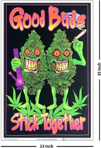 Miniatura 3 de Póster con retroiluminación Good Buds Stick Together, bote de hierba, Tinta, 24 x 36 pulgadas