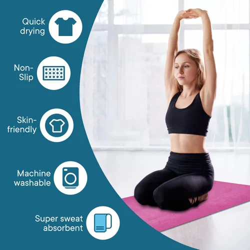 Miniatura 2 de Toallas de yoga, toalla antideslizante para esterilla de yoga caliente con puntos de agarre, manta de yoga de microfibra suave súper absorbente