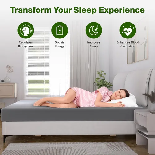 Miniatura 5 de Sábanas de conexión a tierra tamaño Queen, sábana bajera ajustada para cama con 10% fibra de plata pura + 90% algodón orgánico, para mejorar el Gris