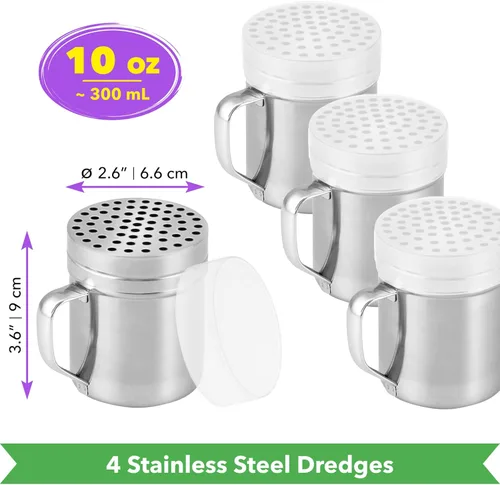 Miniatura 2 de CUSINIUM Cocteleras de queso parmesano de metal de 10 onzas con agujeros grandes, con asa, dispensadores de hojuelas de chile, cocteleras de pizza