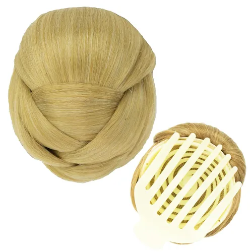 Miniatura 7 de IMISSU Trenzado Chignon Dancer Hair Donut Hairpieces Scrunchie Claw Hair Moño Updo para bodas y fiestas (M3 rubio ceniza)
