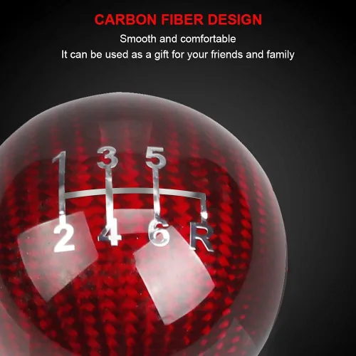 Miniatura 5 de Pomo Universal de Fibra de Carbono Real de Cambio de 6 Velocidades Pomo de Cambio Redondo en Forma de Bola para la Mayoría de Automóviles