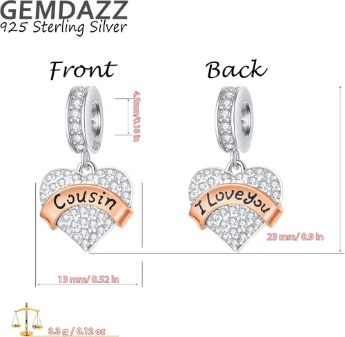 Miniatura 2 de GEMDAZZ Dije de Tema Familiar, Plata de Ley 925 Sterling Madre Padre Hija Hijo Hermana Nana Esposa Marido Abuela Amiga Madrina Ahijada Cuentas
