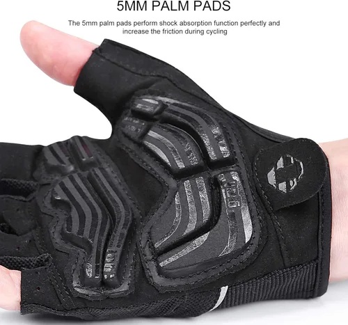 Miniatura 4 de Inbike - Guantes de ciclismo para hombre, 5 mm 0.19 pulgadas, almohadilla de gel absorbente de golpes, antideslizantes, transpirables