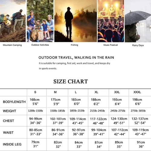 Miniatura 7 de HANMENGXUAN Trajes de lluvia para hombre, impermeable, resistente, ropa de lluvia, chaqueta con pantalones