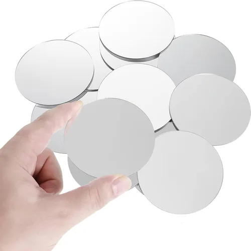 Miniatura 3 de Jetec 25 piezas de mini azulejos de espejo redondo acrílico, autoadhesivos, sin vidrio, estilo clásico, para manualidades, centros de mesa