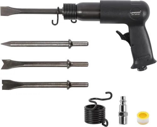 Miniatura 7 de UW-AH250P Kit de martillo neumático de barril largo con retenedor de cambio rápido y 4 cinceles, carrera de 3-5/8 pulgadas, 2200 BPM, peso ligero