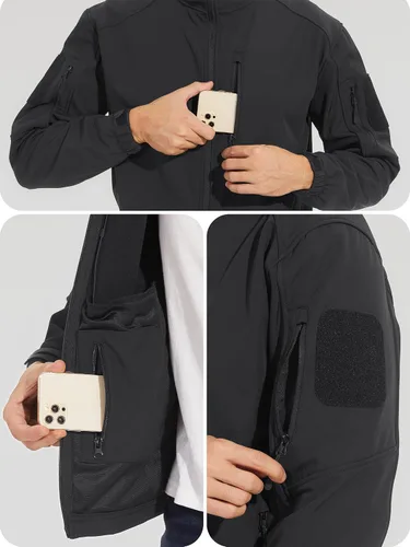 Miniatura 4 de TACVASEN Chaqueta táctica para hombre con capucha, resistente al agua, para operaciones especiales, militar, softshell