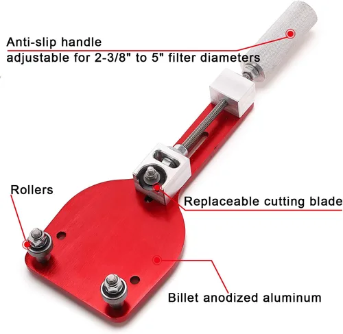 Miniatura 3 de 77750 Herramienta de corte de filtro de aceite para rango de corte de filtro 2-3/8" - 5" Rojo