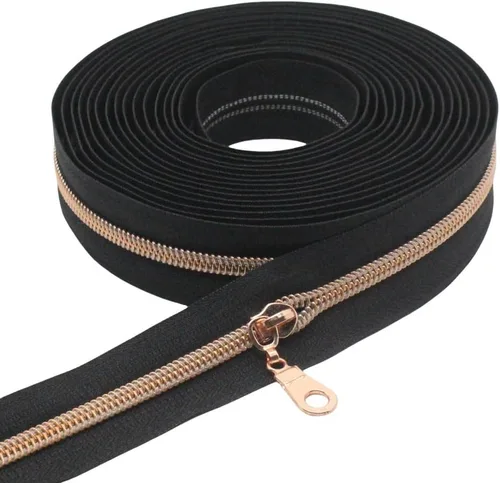 Miniatura 25 de YaHoGa #5 Cremalleras metálicas de nailon color latón antiguo de The Yard Bulk Cinta beige de 10 yardas con 25 unidades de tiradores para costura