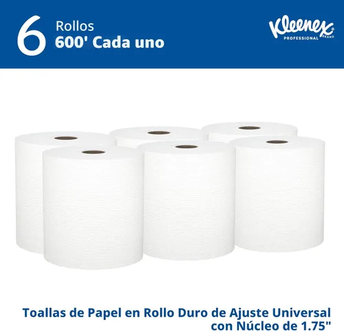 Miniatura 2 de Kleenex Toallas de Papel Profesionales Universales en Rollo Duro, a Granel (50606), Enrollado con Núcleo de 1.75", Bolsillos de Absorción Premium