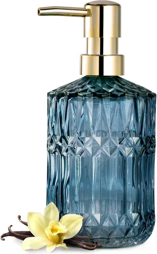 Miniatura 7 de EMPO Dispensador de jabón de vidrio transparente con bomba de plástico ABS, dispensadores de loción de cristal para fregadero de cocina, baño Negro