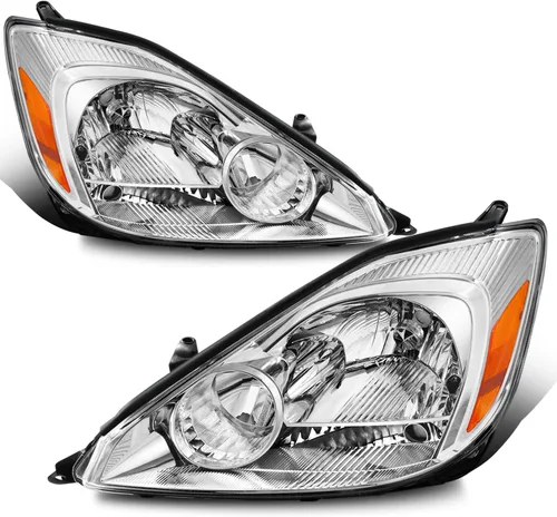 MOSTPLUS - Conjunto de faros delanteros compatible con Toyota Sienna 2004-2005, lámpara frontal con carcasa cromada, lente transparente, reflector