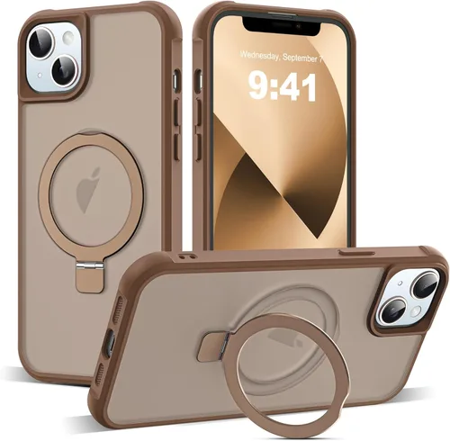 Miniatura 40 de SKYLMW – Funda compatible con iPhone 12 Pro Max y iPhone 13 Pro Max con soporte magnético invisible tipo anillo, fundas translúcidas para teléfonos
