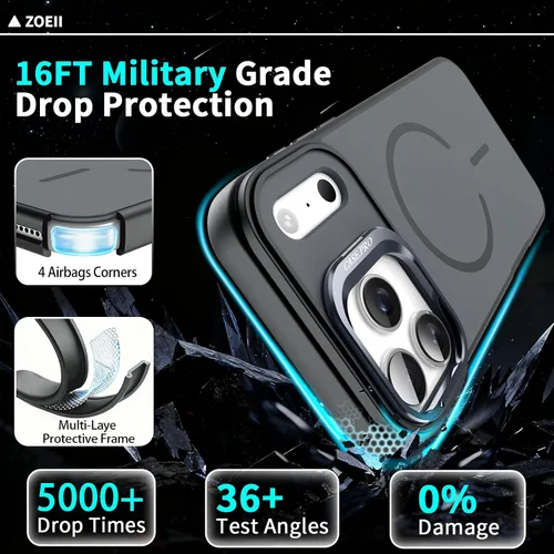 Miniatura 3 de Funda para i Phone 17 Pro Max, con función atril y protector de pantalla HD, compatible con accesorios MagSafe, funda magnética para iPhone 17 Pro