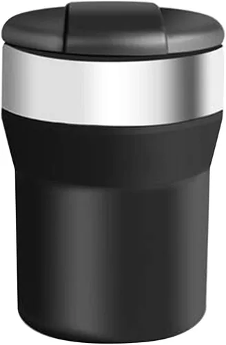 Cenicero de automóvil con tapa, cenicero portátil para automóvil, bandeja de cenizas sin humo de acero inoxidable con luz LED, cenicero automotriz