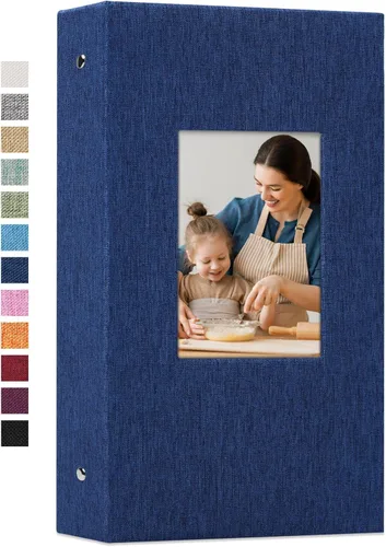 Miniatura 15 de Vienrose - Álbum de fotos de lino con 300 bolsillos de 4 x 6 pulgadas, cubierta de tela, para bodas, familias, aniversarios y bebés Azul cielo