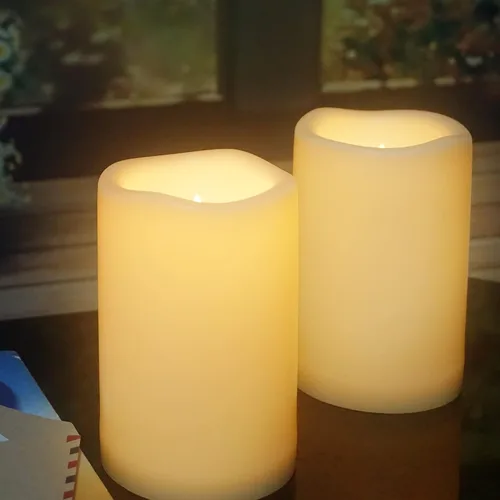 Miniatura 3 de CANDLE CHOICE Velas impermeables sin llama para exteriores, funcionan con pilas, con temporizador, gran resina plástica brillante, parpadeante