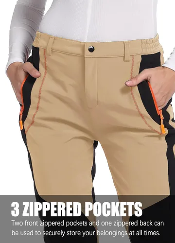 Miniatura 2 de Pantalones de esquí de nieve para mujer, con forro polar, impermeables, aislados, cálidos, softshell, pantalones cargo para senderismo