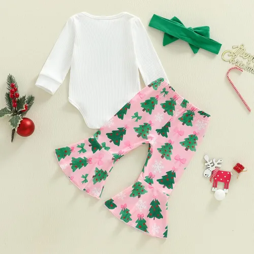 Miniatura 12 de Kuriozud Conjunto de mameluco con volantes para bebé recién nacida, con volantes, lindo conjunto de pantalones acampanados con diadema