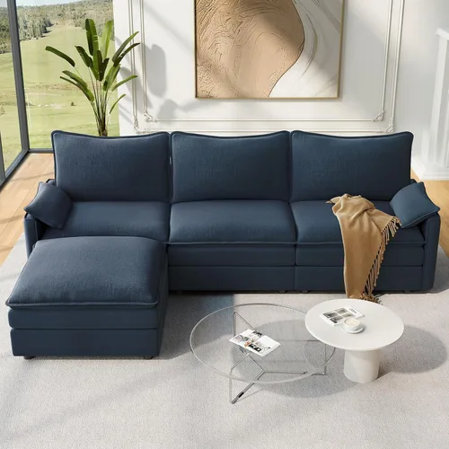 Miniatura 13 de Vesgantti 2 Piece Loveseat & 3 Seater Sofa Set, Modular Cloud Couch, Beige