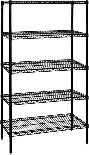 Miniatura 25 de Quantum Storage Systems WR74-1824BK Kit de inicio para estantería de alambre de 4 niveles de altura de 74 pulgadas, acabado negro, 18 pulgadas