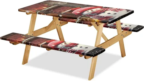 Miniatura 19 de Juego de 3 piezas de mantel de picnic con hojas de arce de pavo y girasol, lavable a máquina, fácil de instalar, funda para mesas y asientos Girasol