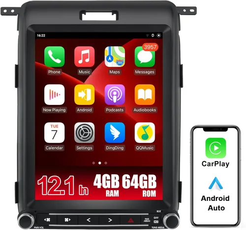 Radio de coche Android 13 para Ford F150 2013 2014, estilo T de 12.1 pulgadas con CarPlay inalámbrico Android Auto GPS DSP WiFi Bluetooth SWC salida