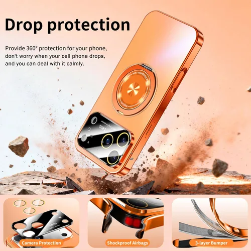 Miniatura 6 de Funda para iPhone 17 Pro Max con soporte magnético giratorio [cubierta de cámara integrada] [compatible con MagSafe] Funda delgada de protección a