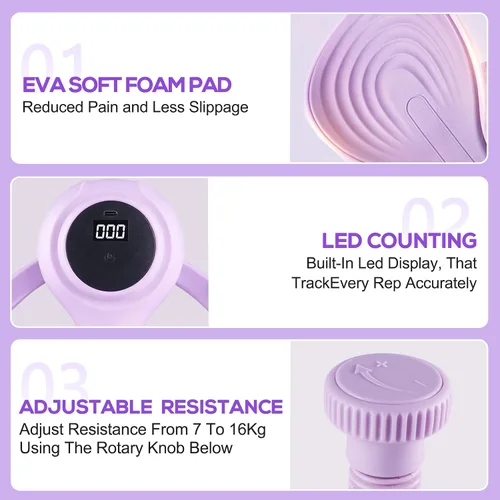 Miniatura 2 de CYFIE Thigh Master - Entrenador de cadera y muslo, Kegel para fortalecedor interior de muslos y caderas, 35 libras con bandas de resistencia de 50