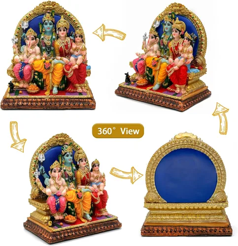 Miniatura 2 de alikiki Estatua familiar de Dios Shiva hindú – 6.9 pulgadas de alto Murti Shiva Familia Diwali regalo Pooja Artículo Puja Regalos para amigos