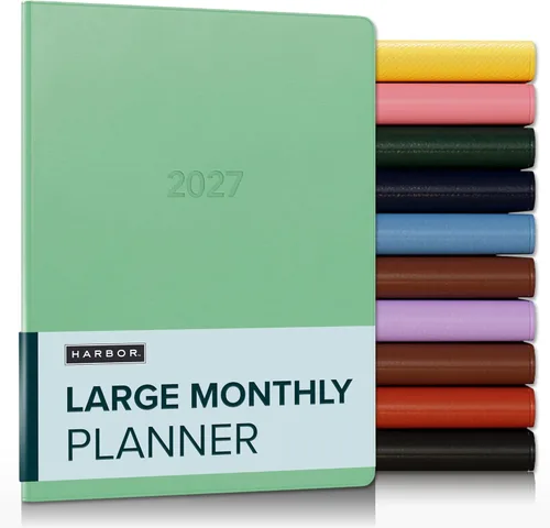 Miniatura 84 de Gallery Leather Agenda Mensual Grande 2025-2026, Elegantemente Encuadernada Planificador de Calendario y Cuaderno con Elegantes Bordes Dorados, 18