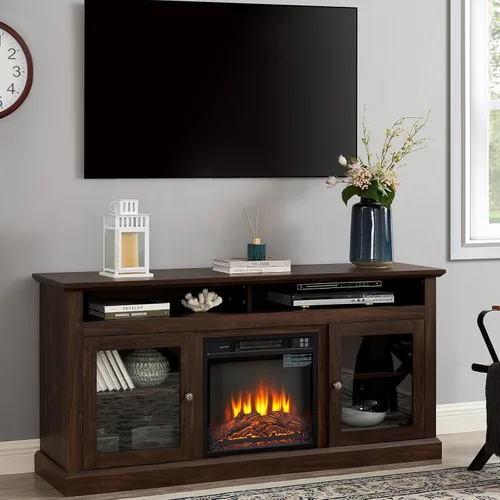Miniatura 17 de Farmhouse Classic Media - Soporte de TV antiguo para TV de hasta 50 pulgadas con espacio de almacenamiento abierto y cerrado