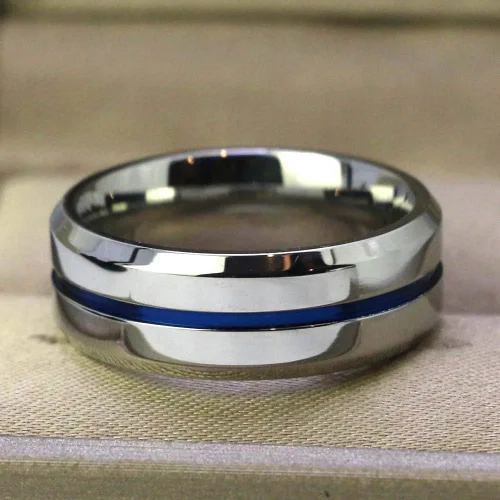 Miniatura 41 de Conjunto de dos anillos de boda para él y para ella, anillos para parejas. Anillos de compromiso para novia en acero inoxidable chapado en oro Blanco