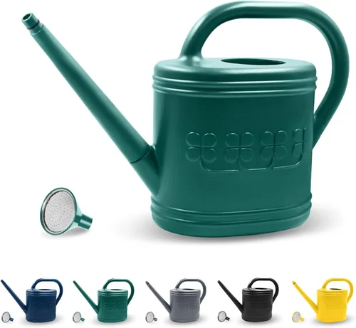 Miniatura 9 de Regadera de 2 galones, regadera al aire libre para plantas, regadera de jardín con boquilla larga extraíble y cabezal de rociador de acero Azul