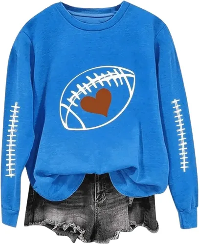 Miniatura 21 de Women's Oversized Sweatshirt, Long Sleeve Sweatshirts Crewneck Printed Pullover Tops, S-3XL