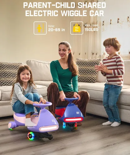 Miniatura 4 de FanttikRide N7 Pro - Coche eléctrico Wiggle con pedal, batería recargable, CyberWiggle, auto oscilante 2 en 1, 2 velocidades máximas de 4 mph, Azul