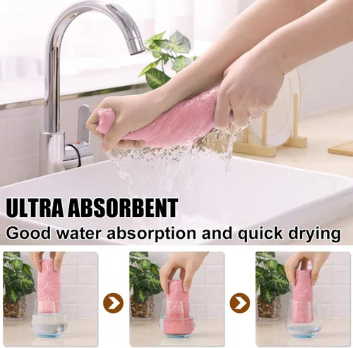 Miniatura 3 de Homaxy - Paquete de 12 trapos de cocina (10 x 10 pulgadas, rosado), de terciopelo coral, supersuaves y absorbentes, de secado rápido, paño