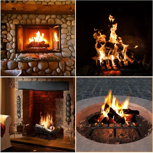 Miniatura 5 de Rejilla de chimenea de 21 pulgadas en diseño en forma de V, barras de acero sólido de alta calidad de 0.9 pulgadas, rejilla de leña de chimenea