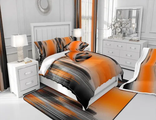 Miniatura 7 de jejeloiu Cortinas naranjas y negras para dormitorio, sala de estar (2 paneles, 52 x 63 pulgadas) Arte moderno 30%-50% cortinas opacas para niños