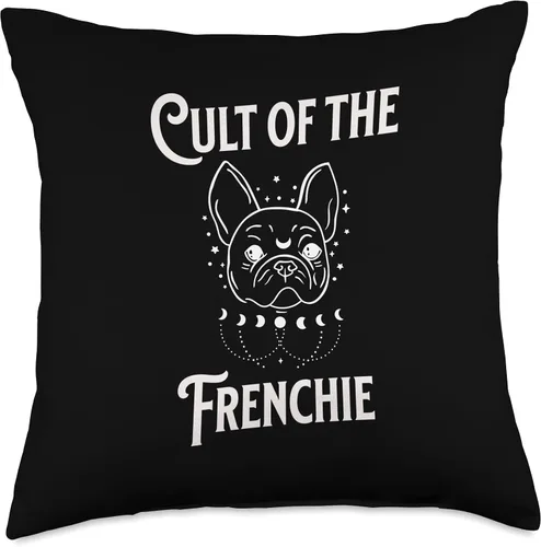 Miniatura 4 de Frenchie Gifts for Men Women French Bulldog Tees Cult of Frenchie Divertida almohada de bulldog francés Mystic Moon Tarot, 16 x 16 pulgadas