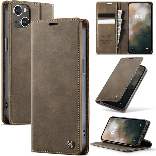 Miniatura 22 de Funda tipo cartera para iPhone 13 de piel tipo cartera con tarjetero y función atril, cierre magnético, bloqueo RFID, TPU a prueba de golpes