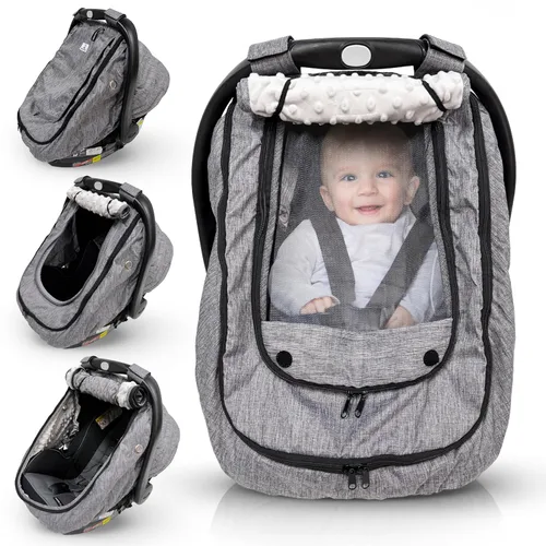 Miniatura 8 de HippoBaby Funda impermeable para asiento de automóvil de bebé, funda de asiento de automóvil a prueba de viento para bebés, funda de asiento de Negro