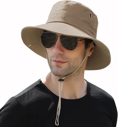 Miniatura 11 de Muryobao Men Sun Hat Summer Wide Brim UPF 50+ UV Protection Bucket Cap Waterproof Foldable Boonie Hats for Safari Fishing
